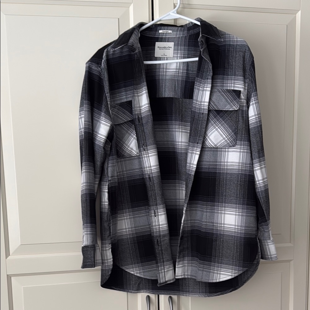 Abercrombie Black and White Plaid Shacket